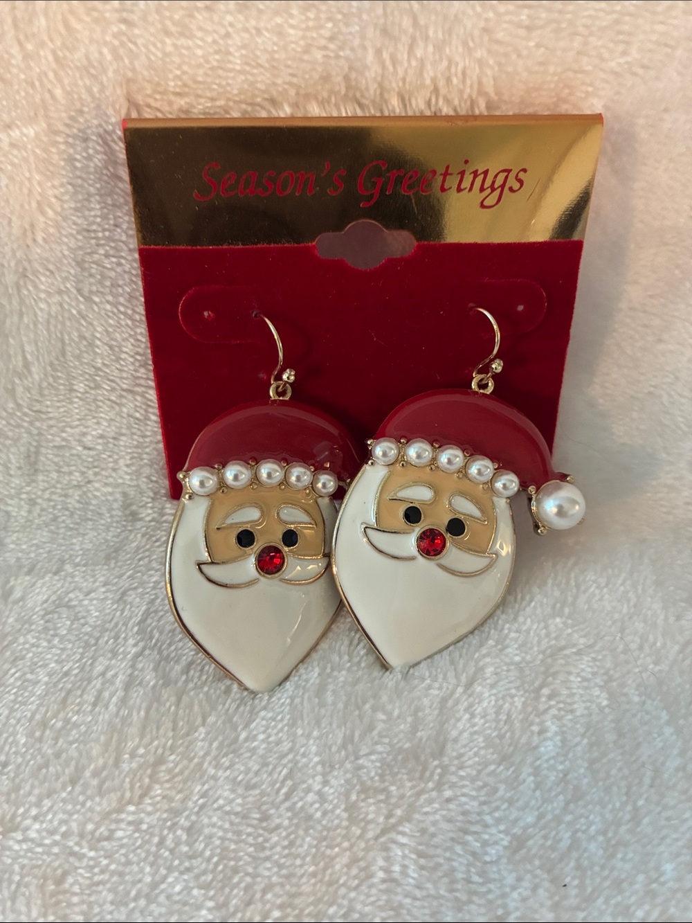 Red and White Santa Drop Earrings